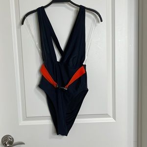 Black & neon orange One piece swimsuit